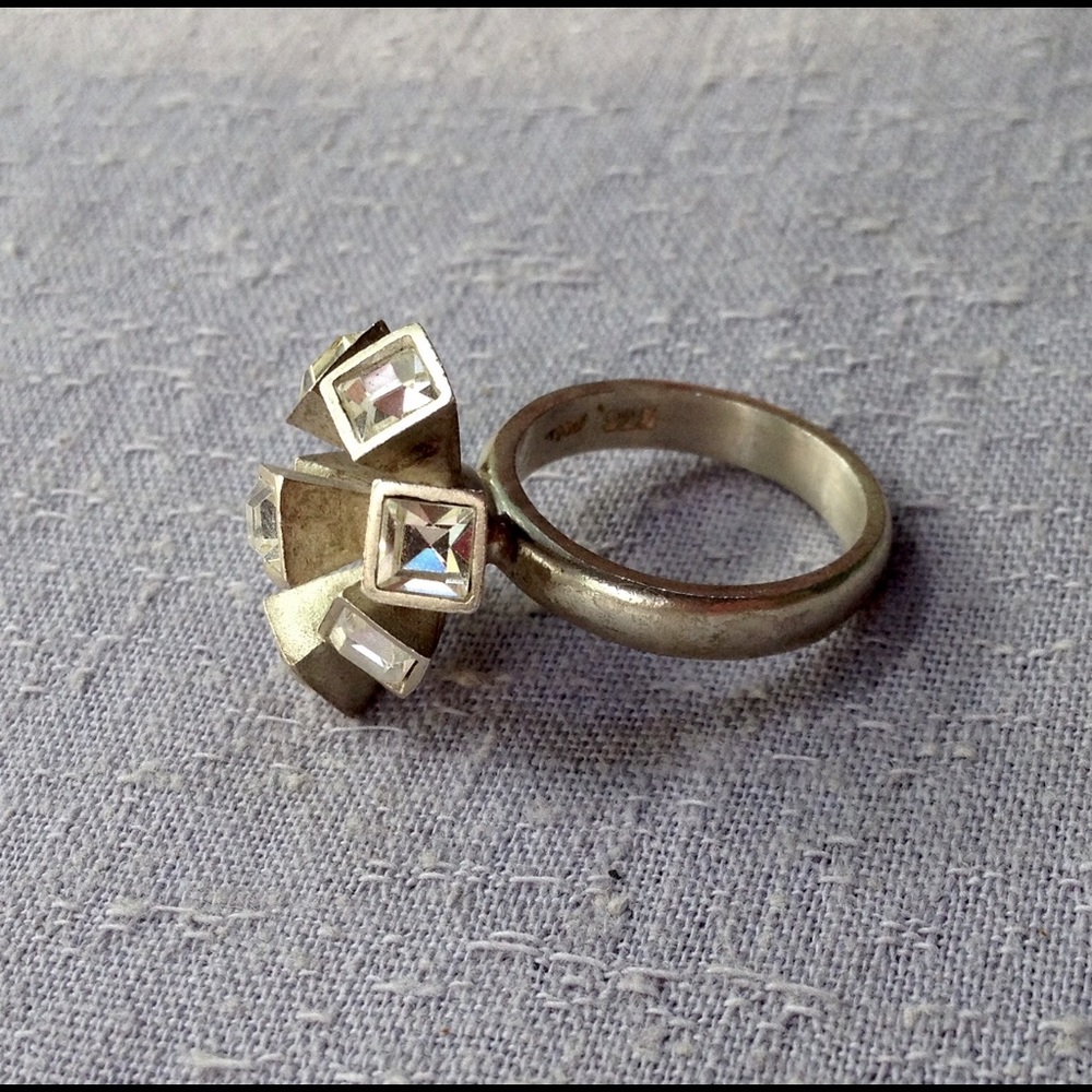 Sterling Atomic Flower Bling Ring - image 6